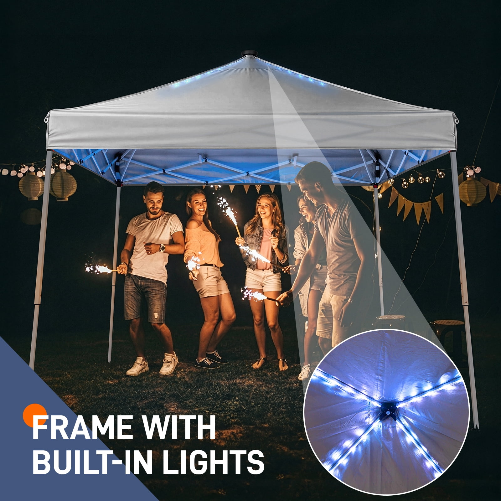 Ktaxon 10x10 Ez Pop Up Canopy Tent Built-in LED Light Strips