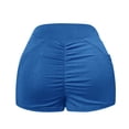 thumbnail image 4 of Yoga Shorts For Women Basic Bike Compression Leggings Capris Lift Blue Athletic Shorts For Women L, 4 of 5