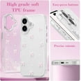 thumbnail image 4 of Case for iPhone 16, Bling Glitter 3D Bowknot Phone Case Cute Sparkly Crystal Clear Bow Aesthetic Design Case Slim Soft Durable TPU Transparent Protective Cover for Women Girl - Pink Bow, 4 of 18