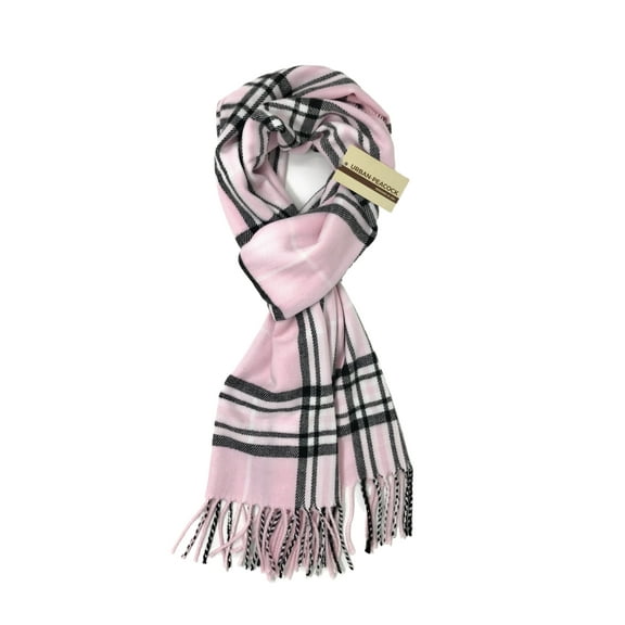 Urban-Peacock Plaid Soft Acrylic Scarf for Men and Women - Pink Plaid