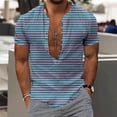 thumbnail image 2 of Fancifize Mens Casual Striped Henley Shirt Button Down Summer Beach Shirts Big and Tall Short Sleeve Loose Fit Shirt, 2 of 5