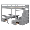 thumbnail image 6 of EUROCO Full Size Bunk Bed with Convertible Down Bed and Storage Staircase, Gray, 6 of 16