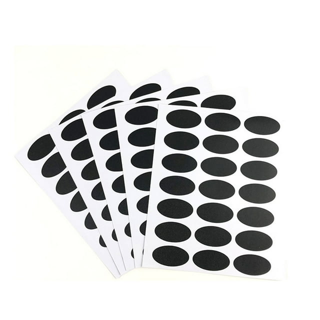 Topcobe 5 Pcs Kitchen Spice Labels Set for Jar Cans Bottle, 105 Chalkboard Oval Stickers Labels for Pantry Home Office, Black PVC Waterproof Blank Labels for Canisters Container