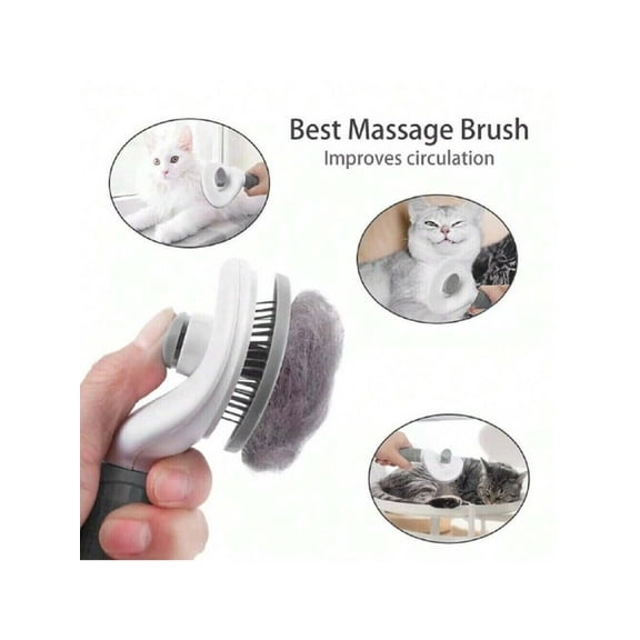 Self Cleaning Slicker Brush Skin Friendly Dog Cat Bunny Pet Grooming Shedding Brush Gently Removes Loose Undercoat Pet Deshedding Massaging Tool For Shedding Long Short Haired Dogs Cats Rabbits White