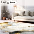 thumbnail image 2 of ODIKA 8'x10' Machine Washable Non-Slip Area Rug, Vintage Gold Swirl Abstract Grey Yellow Fluid Art High Traffic Rug, White, 109023, 2 of 7
