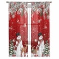 thumbnail image 2 of Red Christmas Snowman Sheer Curtains 96 Inches Long, Xmas Elk Tree Balls Pine Needle Light Filtering Window Curtains for Living Room/Bedroom, Rod Pocket Voile Sheer Drapes, 52"Wx96"L, 2 Panels, 2 of 9