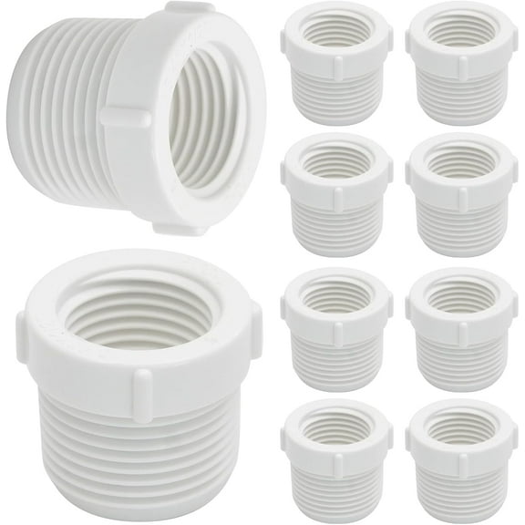 10PCS 3/4" Male Thread to 1/2"female Thread Reducer Bushing PVC Adapter Pipe Fittings for Connecting Pipe