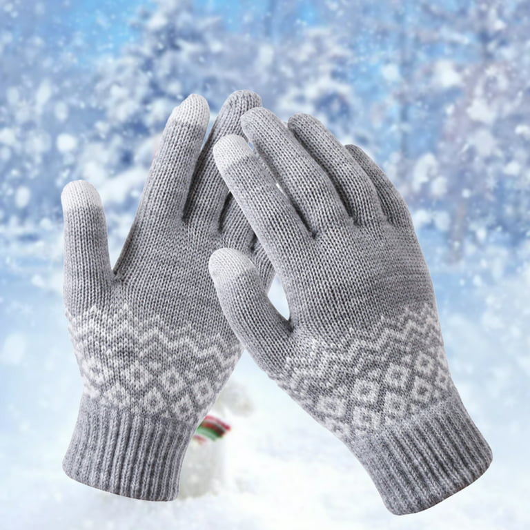 Winter gloves for women, 3-Finger Touch screen Dual-Layer Cashmere Elastic  Thermal knit Lining, Warm Gloves for Cold weather
