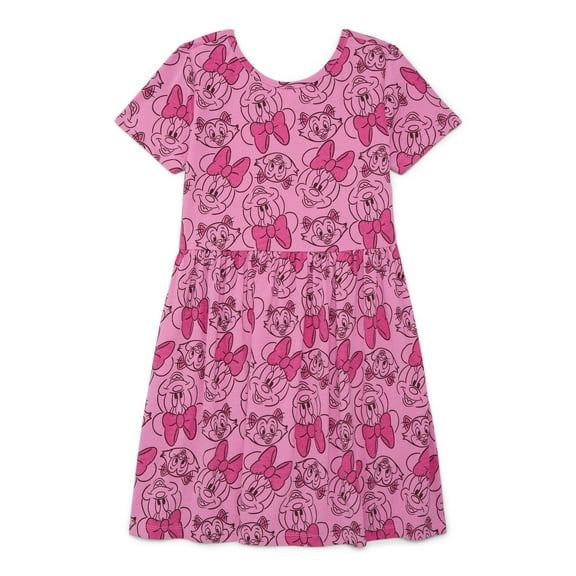 Minnie Mouse Girls Print Dress with Short Sleeves, Sizes 4-12