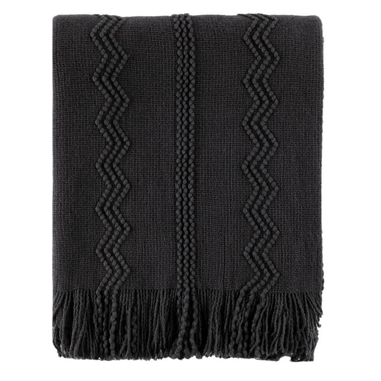Battilo Cable Texture Knitted Throw Blanket for Couch and