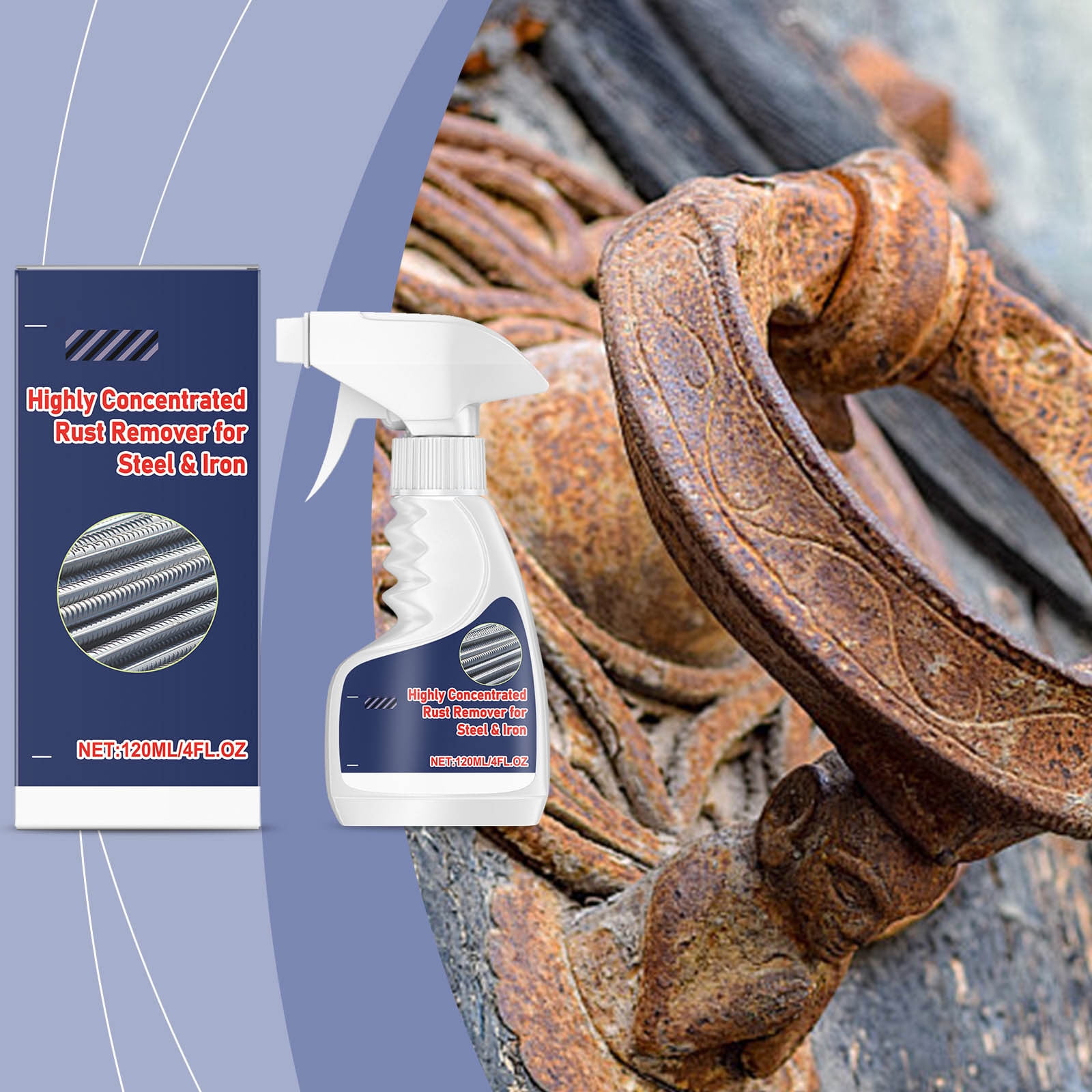 Highly Concentrated Rust Remover, Meigline Rust Remover for Steel & Iron, Powerful Rust Stain Remover for Tools, Stainless Steel, Automotive Parts, Fast Acting Rust