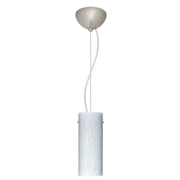 1KX-412319-LED-SN-Besa Lighting-Stilo 10-One Light Cord Pendant with Flat Canopy-4 Inches Wide by 10 Inches High-Satin Nickel Finish-Carrera Glass