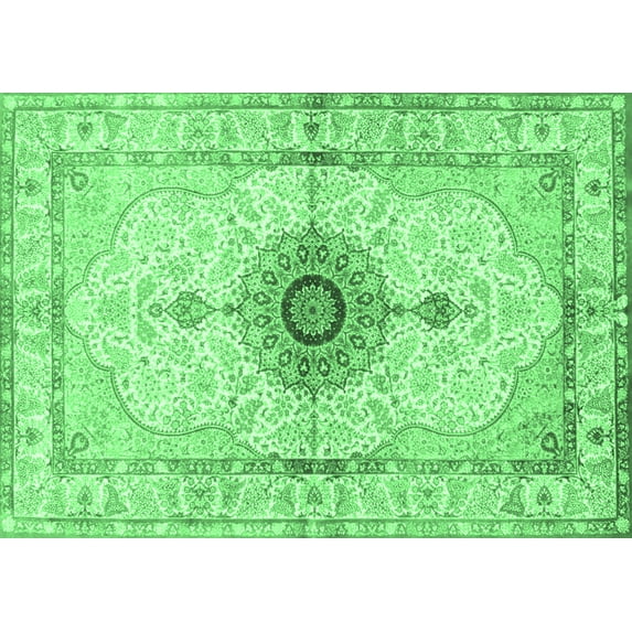 Ahgly Company Indoor Rectangle Medallion Emerald Green Traditional Area Rugs, 2' x 5'