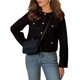 thumbnail image 2 of Blazer Corto para Mujer, Ajustado, Abierto, con Cuello Redondo, Larga, Informal, para Oficina y Trabajo, con Bolsillos. Negro M, 2 of 10