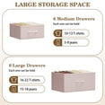 thumbnail image 6 of SESSLIFE Fabric Dresser for Bedroom, 12 Drawer Dresser with Side Pockets, Hooks, Modern Tall Closet Chest Organizer with Wood, Top Metal Frame for Living Room, Hallway, Entryway, Adults, Pink, 6 of 13