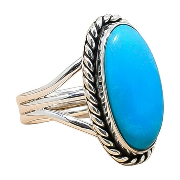 Magnesite Turquoise 925 Sterling Silver Ring, 20X10 mm Oval Gemstone Ring, Blue Ring, Christmas Gift, Unique Jewelry Ring, Adjustable Ring V12850R2123
