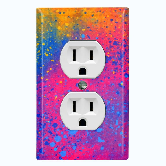 Metal Light Switch Plate Cover Colorful Paint Splash Art Wallpaper WAL023