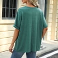 thumbnail image 4 of T-shirt à Manches Courtes Unicolore Décontracté pour Femmes - Col Rond, 4 of 5