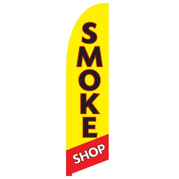 Vispronet Smoke Shop Feather Flag, 2.6ft x 11.2ft, Flag Only