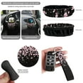 thumbnail image 6 of Yuyamidu Cherry Blossom Car Seat Cover Set of 15 Pink Steering Wheel Cover Seat Belt Strap Cover Trash Cans Rear View Mirror Cover Cup Coaster Keychain Air Vent Storage Bag Universal Fit, 6 of 7