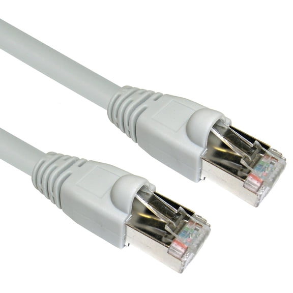 Shielded Cat6A Gray Ethernet Patch Cable, Snagless - Molded Boot, 500 Mhz, 1 Foot