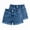 2PC-Blue, variant on Xaqiouau Girls High Waist Denim Shorts Elastic Waist Pull On Jean Shorts Casual Summer Cuffed Denim Shorts with Pockets for Kids 3-15 Years