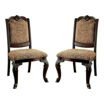 Furniture of America Ramsaran Fabric Dining Chair in Brown Cherry (Set of 2)