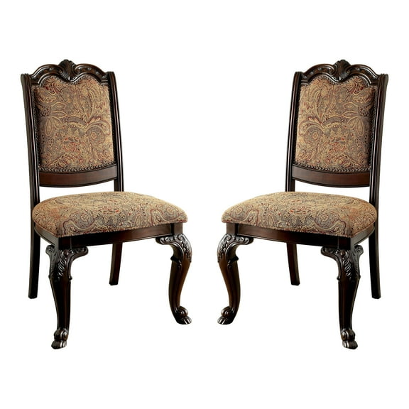 Furniture of America Ramsaran Fabric Dining Chair in Brown Cherry (Set of 2)