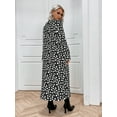 thumbnail image 2 of Eilly Bazar Open Front Longline Coat for Women Long Sleeve Female Dalmatian Pattern CoatNo Pocket Black L, 2 of 4
