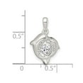thumbnail image 2 of 12.3mm 925 Sterling Silver Polished Vibrant Cubic Zirconia Dolphin Pendant Necklace Pendant for Women, 2 of 2
