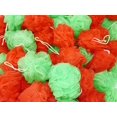 thumbnail image 1 of 24 esponjas de baño o ducha festivas rojas y verdes para vacaciones, puf de malla mediana, venta al por mayor, lote a granel, 1 of 7