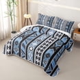 thumbnail image 3 of Homewish Blue Retro Boho Rhombus Quilt Full,Bohemian Exotic Style Full Bedspread Sets,3 Pieces, 3 of 7