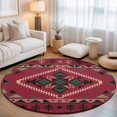 thumbnail image 2 of Round Rugs 4Ft, Red Western Round Area Rug Washable Indoor Throw Carpet, Southwestern Geometric Ethnic Art Soft Non Slip Circle Rug for Kitchen Nursery Room Home Decor Aesthetic, 2 of 8