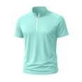 thumbnail image 4 of TKYCMSUAKI Men's Quarter Zip T Shirts Athletic Short Sleeve Solid Color Shirt Moisture Wicking Quick Dry T-Shirt Summer Muscle Tees, 4 of 6
