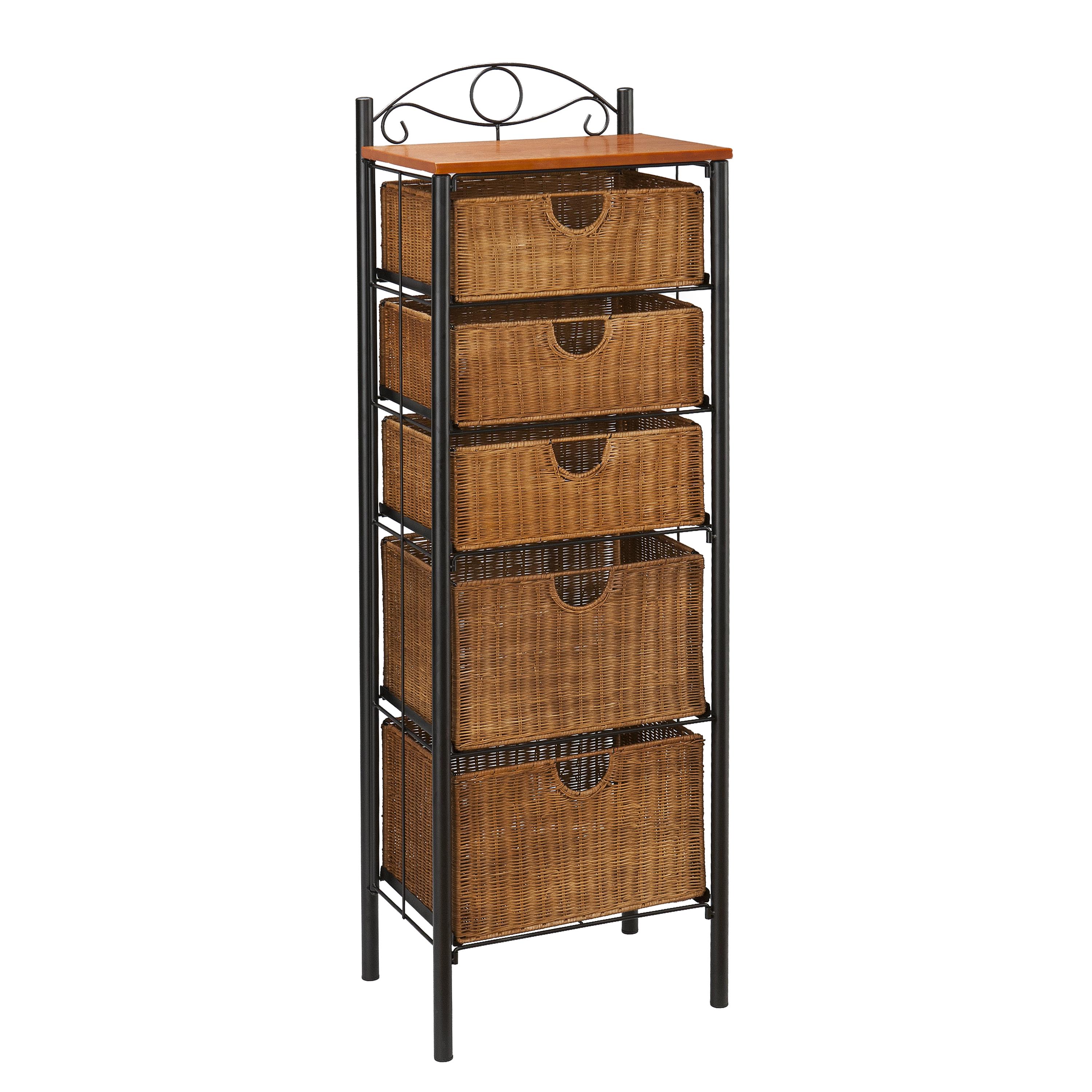 Southern Enterprises Iron and Wicker Five-Drawer Unit - image 3 of 8