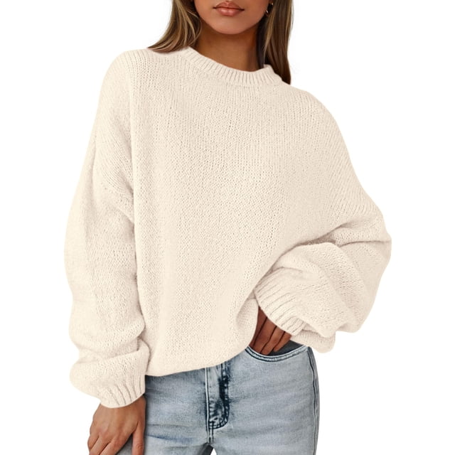 Suéter PRETTYGARDEN Oversized de Punto Grueso con Mangas Farol M Beige