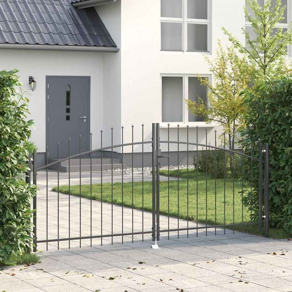 vidaXL Garden Gate with Lock Gray 125 x 300 cm Steel