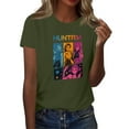 thumbnail image 1 of Pop cazadora para niña Round-Neck Printed Anime Trio Poster T Shirt （Army Green）, 1 of 3