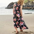 thumbnail image 5 of Ovticza Cute Summer Dresses for Women Trendy Boho Flowy Maternity Maxi Dresses Floral Tank Long Sundresses Sleeveless Cotton Linen Sundresses Over 50 with Pockets Black 3XL, 5 of 7