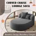 thumbnail image 4 of Harper & Bright Designs Foam Chaise Indoor Lounge, Corduroy Boneless Curved Lounge Couch, Compressed Floor Single Sofa Chair with Two Supportive Pillows for Living Room , Gray, 4 of 19