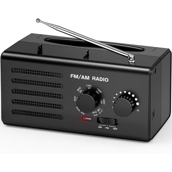 AM FM Radio Portable, Battery Operated & Plug in, Portable Radio with Best Reception for Emergency, Weather Alert, Home Outdoor, Camping, and Gift for Seniors