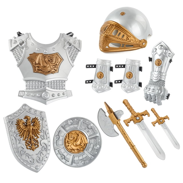 Disfraces medievales 10 unidades/juego Vogacara fiesta de Halloween casco Retro escolar guantes Kit de protección para piernas