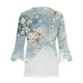 thumbnail image 2 of Cilsoka Blouses for Women Dressy Casual Summer, 3/4 Sleeve Womens Tops Bohemia Flower Summer Button Down Shirts Lightweight Cardigans Bell Sleeve T Shirts for Women, 2 of 4