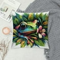 thumbnail image 2 of GOSMITH Funny Animal Frog Home Decorative Throw Pillow Cover Watercolor Tree Frog in Tropical Jungle Cushion Case Decoration Outside Pillowcase Sofa Couch Decor White, 2 of 5