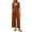 Coffee, variant on Avolia Women's Button Front Sleeveless Jumpsuit Wide Leg Blend Romper with Pockets