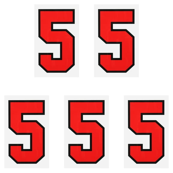 Iron on Number 5 Heat Transfer 8" Dark Red Single Number 5 Pack