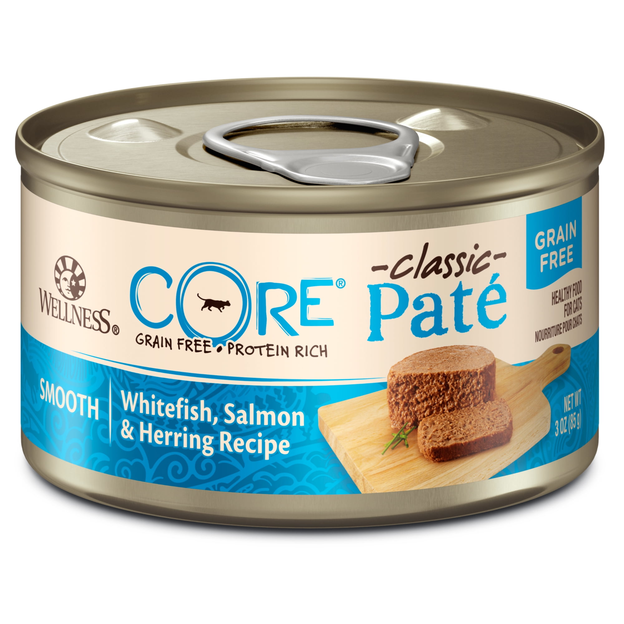 Wellness CORE Natural Grain Free Wet Canned Cat Food, Whitefish, Salmon
