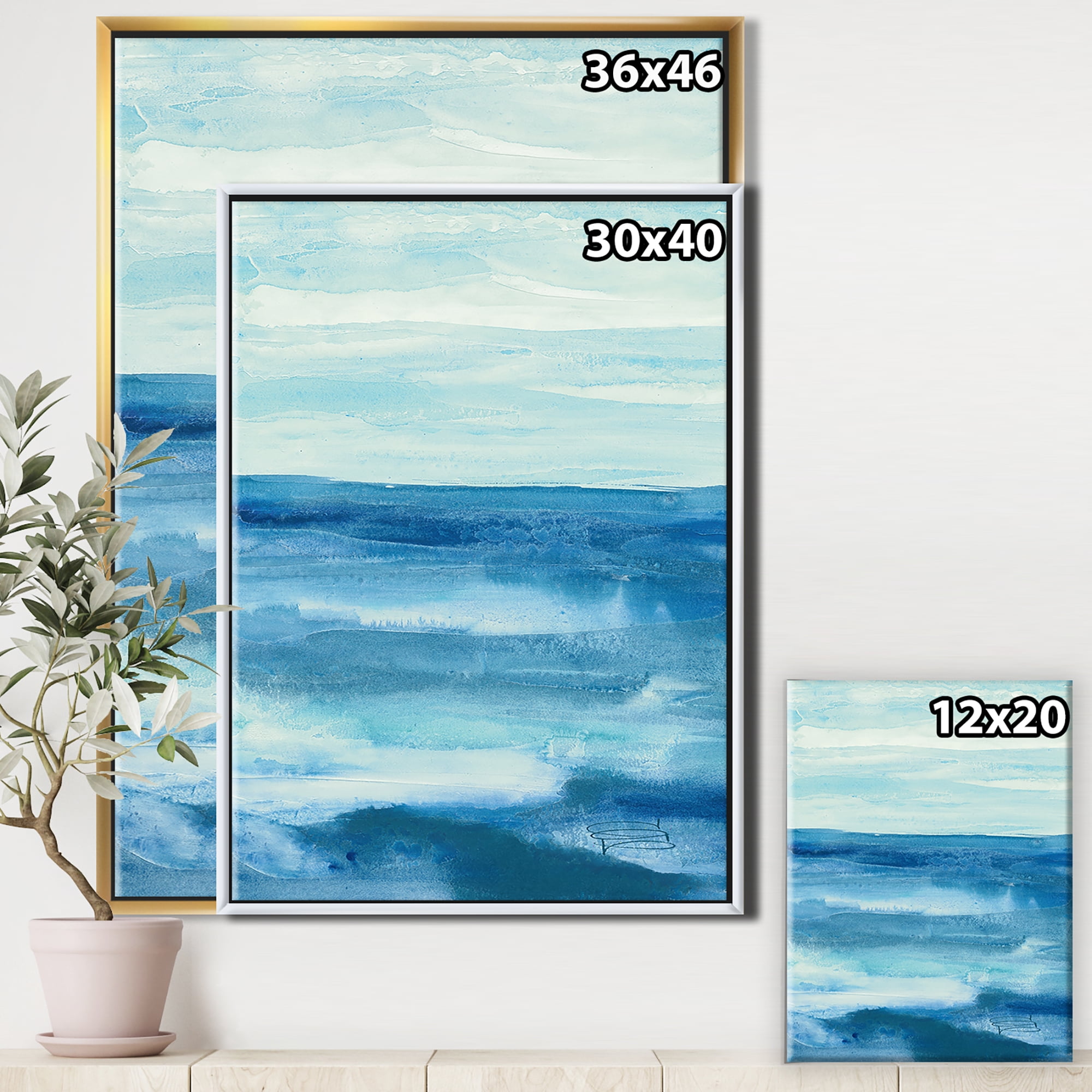 Designart ' Lost in Blue Panel ' Nautical & Coastal Framed Canvas