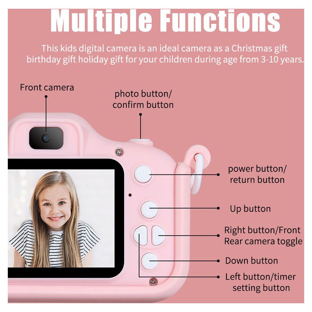 Nikicoss Kids Selfie Digital Camera, 20MP, Pink photo 3