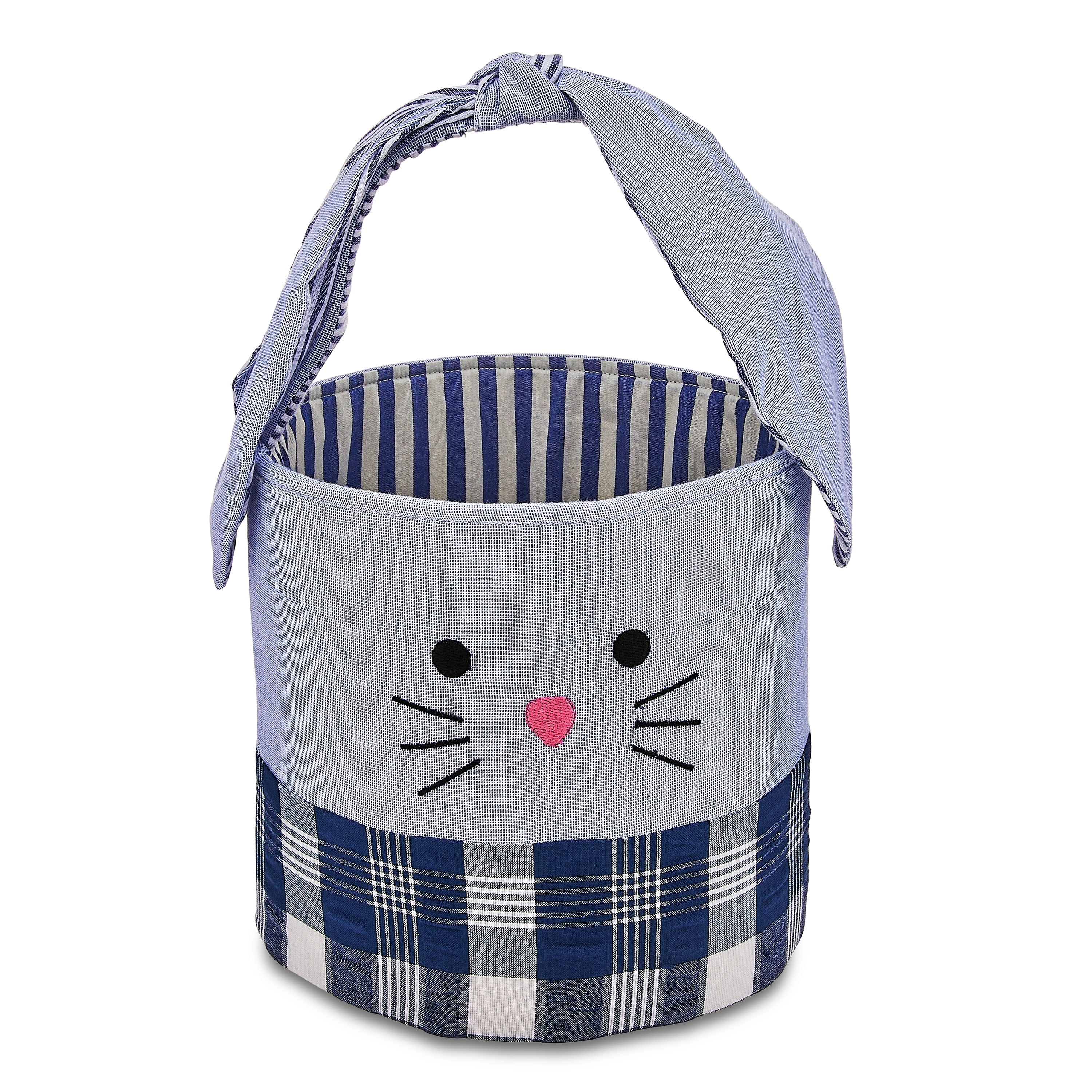 Blue Bunny Plush Easter Basket, 8 inch, Kipekee, Upcycled Plush Basket